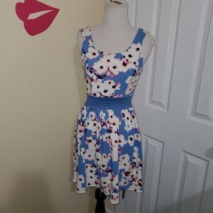 Floral Blue Sleeveless Dress
